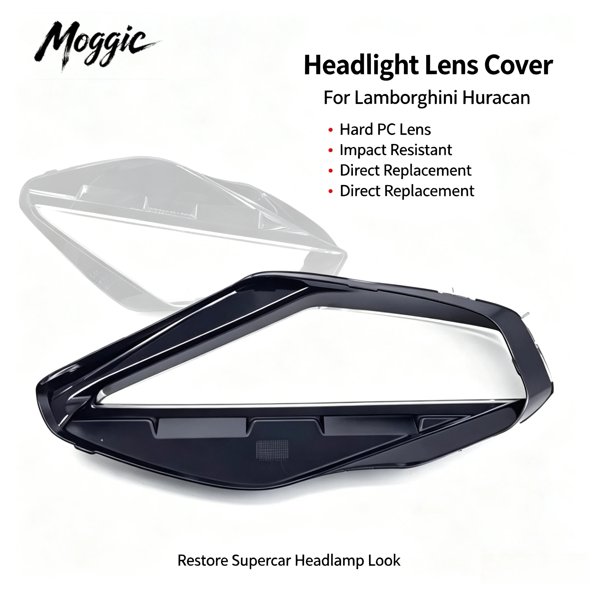Moggic Universal Fit Headlight Lens Cover Compatible With Lamborghini Gallardo 2004 2005 2006 2007 2008 LP560 LP550