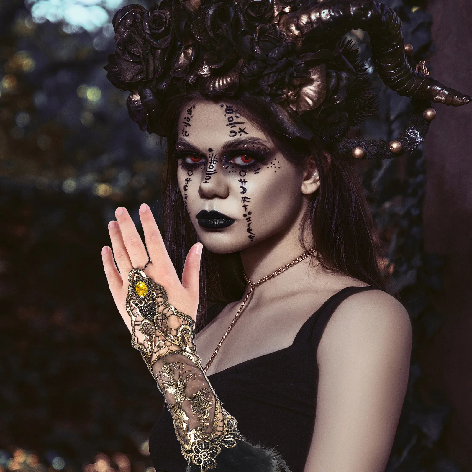 

1Pair Vintage Tying Lace Gloves Punk Style Long Gothic Lace Arm Gloves Halloween Party Cosplay Accessories Cosplay Accessories