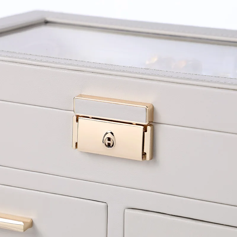New Large Capacity Multi-Functional Portable Lock Earring Necklace Ring Jewelry Storage Box Display Box