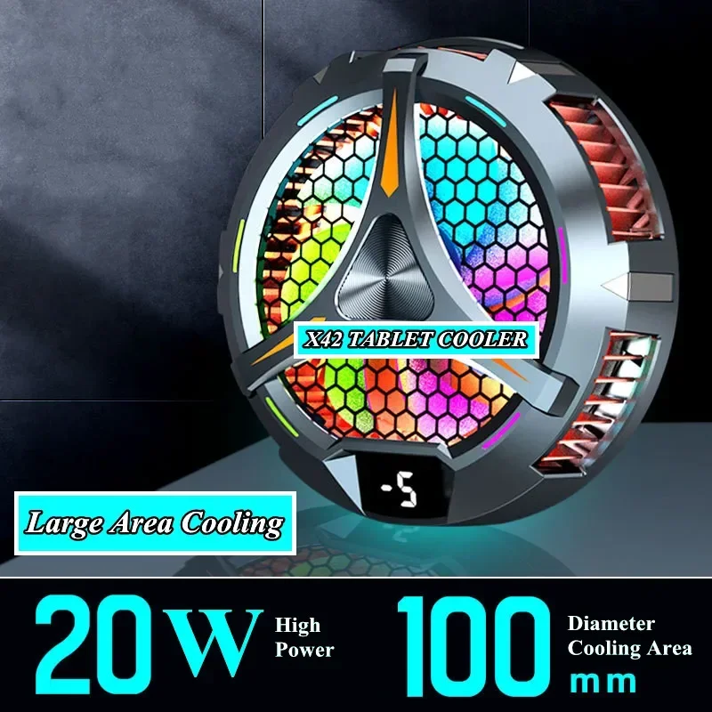Imagem -01 - Tablet Radiador Abs Mais Liga de Alumínio Semicondutor Magnético Ventilador Refrigeração Rápida para Pubg Jogo ao Vivo para Ipad Tablets Jogo Cooler X42 tablet radiador abs mais liga de aluminio semicondutor magnetico ventilador refrigeracao rapida para pubg jogo ao vivo para ipad tablets jogo cooler x42 01