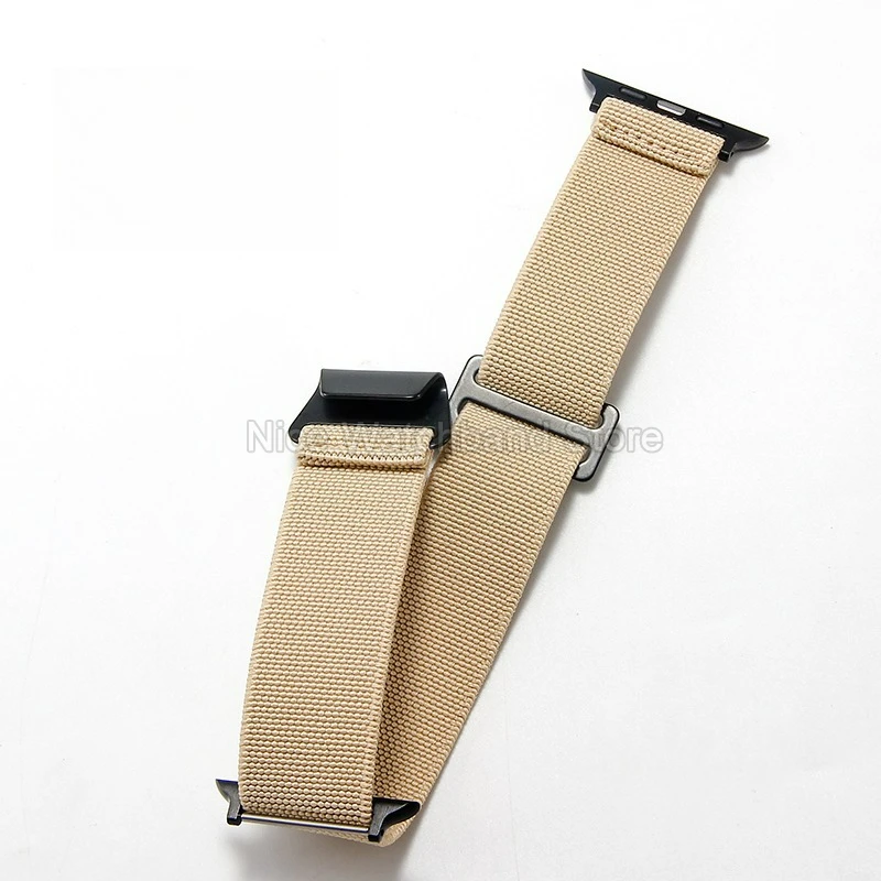 لساعة Apple Premium المرونة المصنوعة من النايلون، حياكة عالية الكثافة، أزرق رمادي أسود بني، واجهة خاصة، مشبك خطاف من الفولاذ المقاوم للصدأ #6