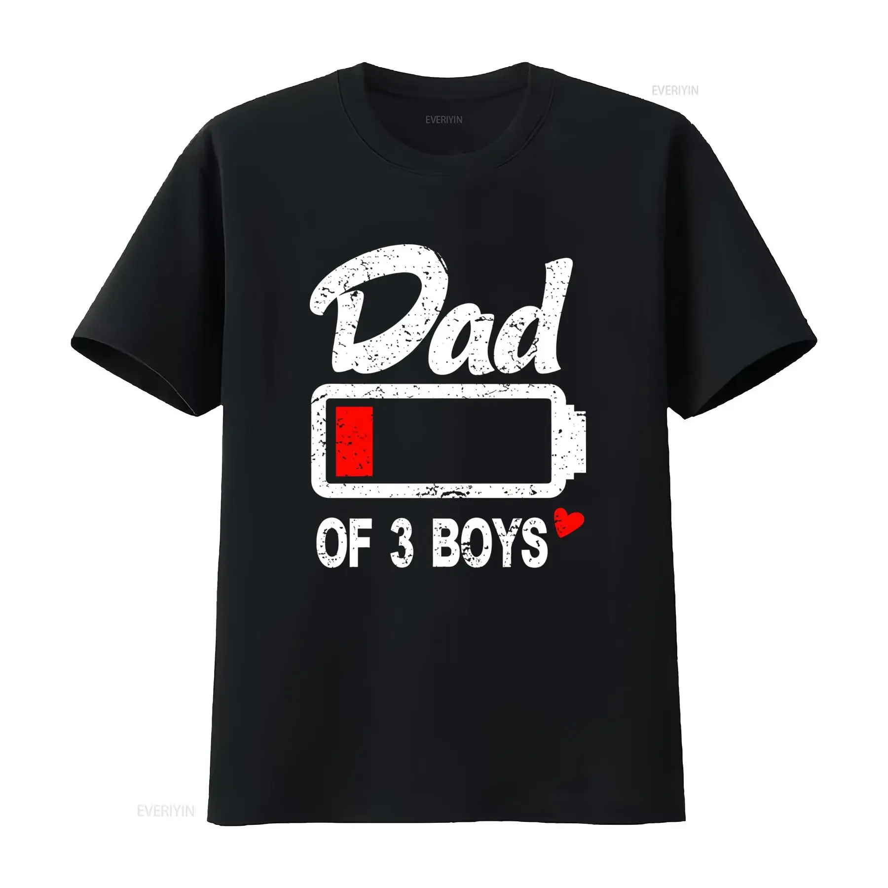 Maglietta Uomo Divertente Papà di 3 Ragazzi Batteria Scarica Idea Regalo Festa del per Famiglia vintage Washed fashion Casual