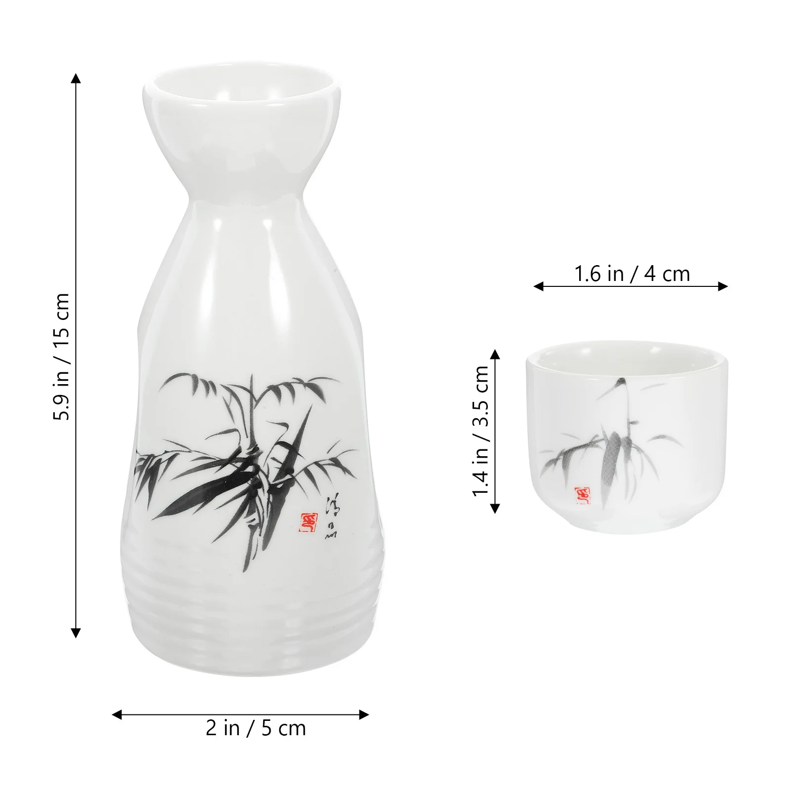 

1Set Japanese Sake Serving Flagon and Cups Ceramic Traditional Sake Pot Reusable Retro Design for Home Bars Restaurants