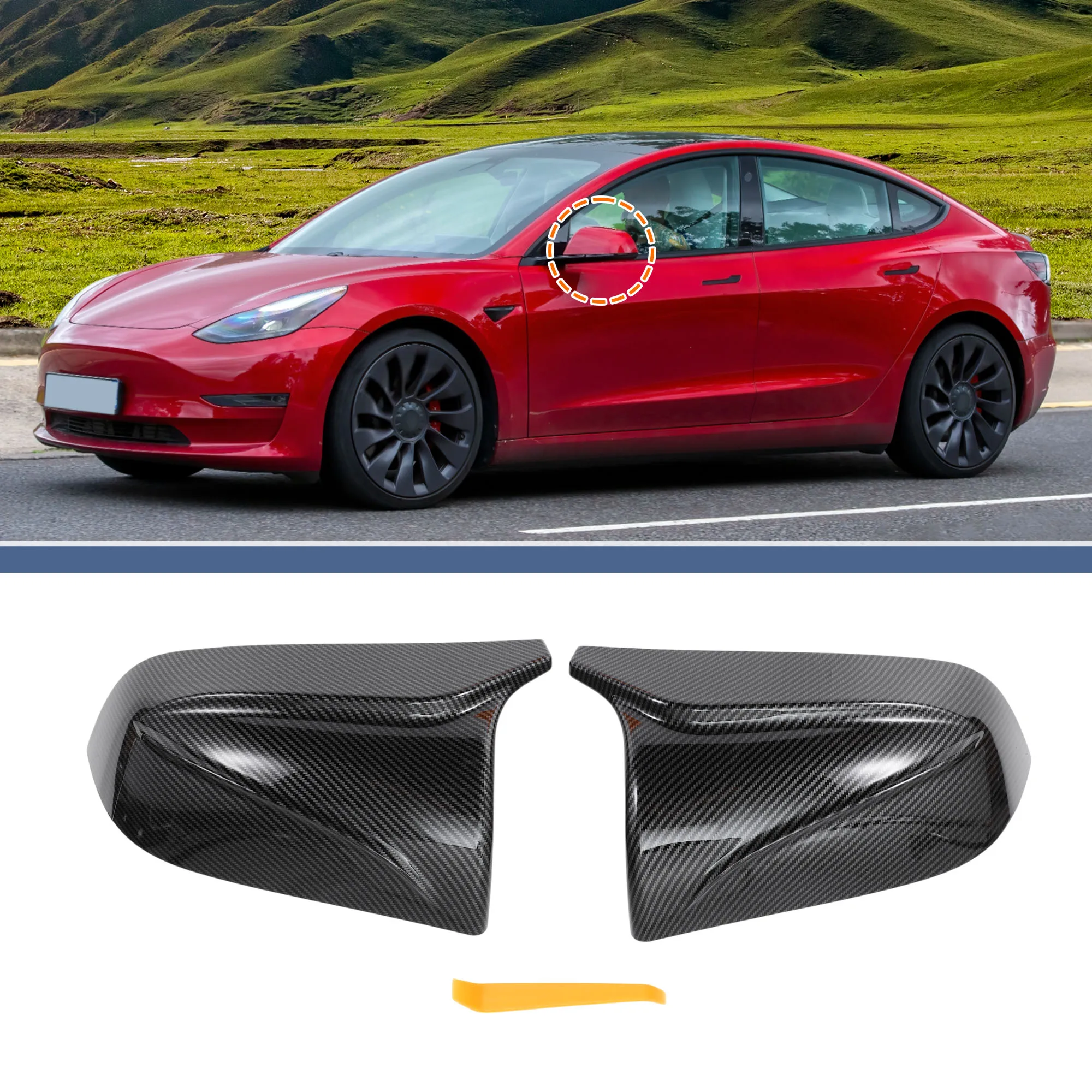 

UXCELL Замена крышки левого и правого зеркала для Tesla Model 3 2018-2024 гг.