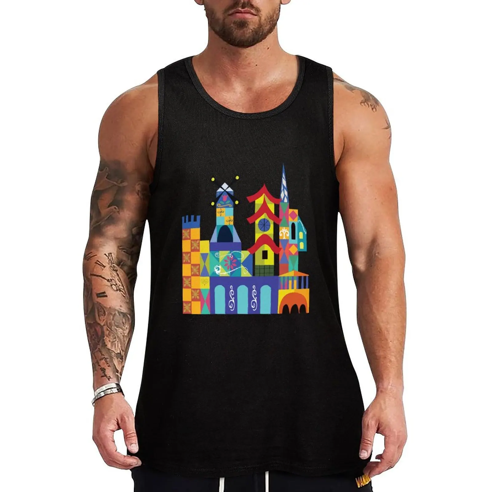 Mary Blair City Scapes Tank Top mens designer clothes sleeveless t-shirts for men sleeveless man shirts