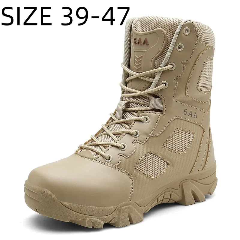 

New Men's Boots Wear-resisting Training Boots Outdoor Waterproof Hiking Sneakers Men Combat Ankle Boots Large Size 39-47