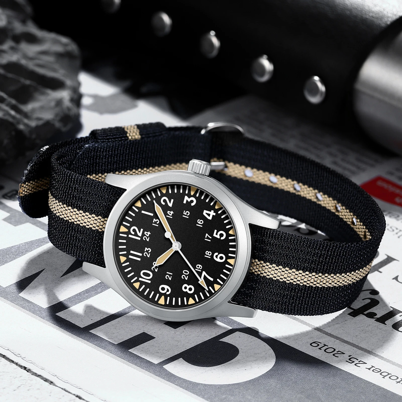 MILITREK 2026 Neue 37mm Militär Retro Gürteluhr Herren VK31 Quarzuhr Edelstahl 100m Wasserdicht C3 Nachtlicht Reloj Hombre – Detail 8