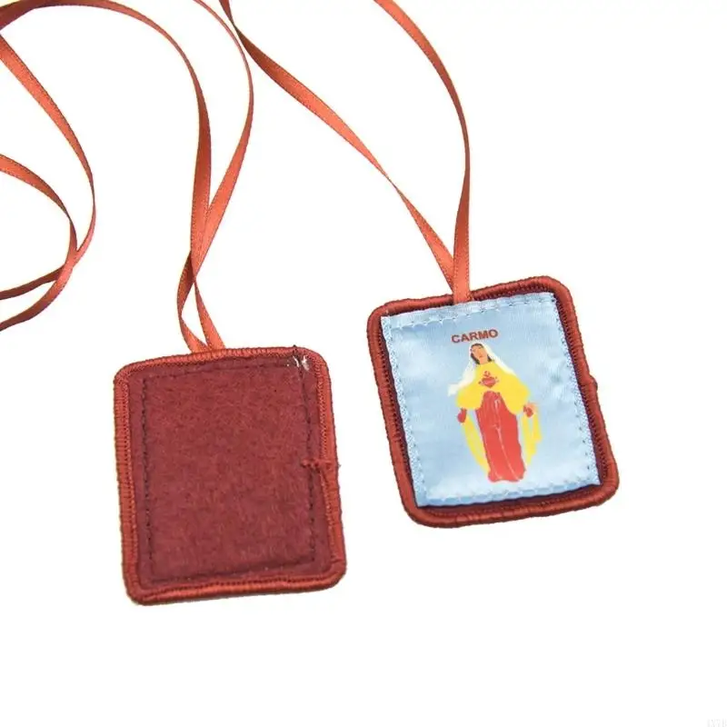 Red Catholic Scapular Our Lady of Mount Sacred Prayer Necklace for Baptisms First Holy Communion and Confirmation