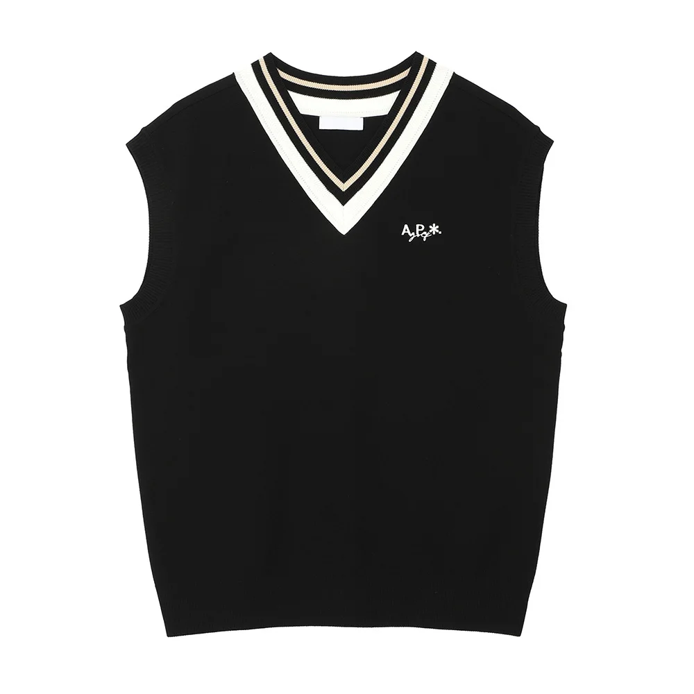 “Men’s Trendy Letter Golf Wear! New Knitted Vest, V-neck, High Elasticity, Versatile, Perfect for Daily Sports!”