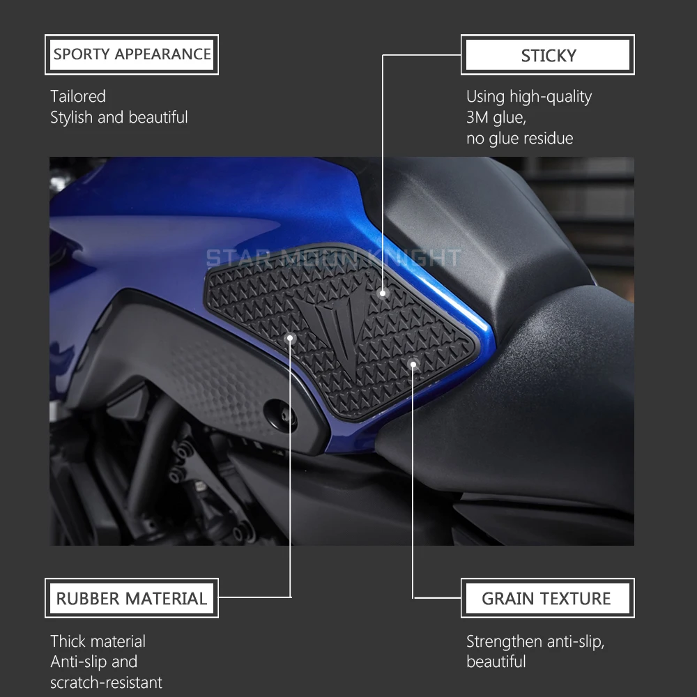 Motorcycle Accessories Fuel Tank Pad Stickers For Yamaha MT 07 MT-07 MT07 2021 2022 2023 2024 Side Anti Slip Tankpad