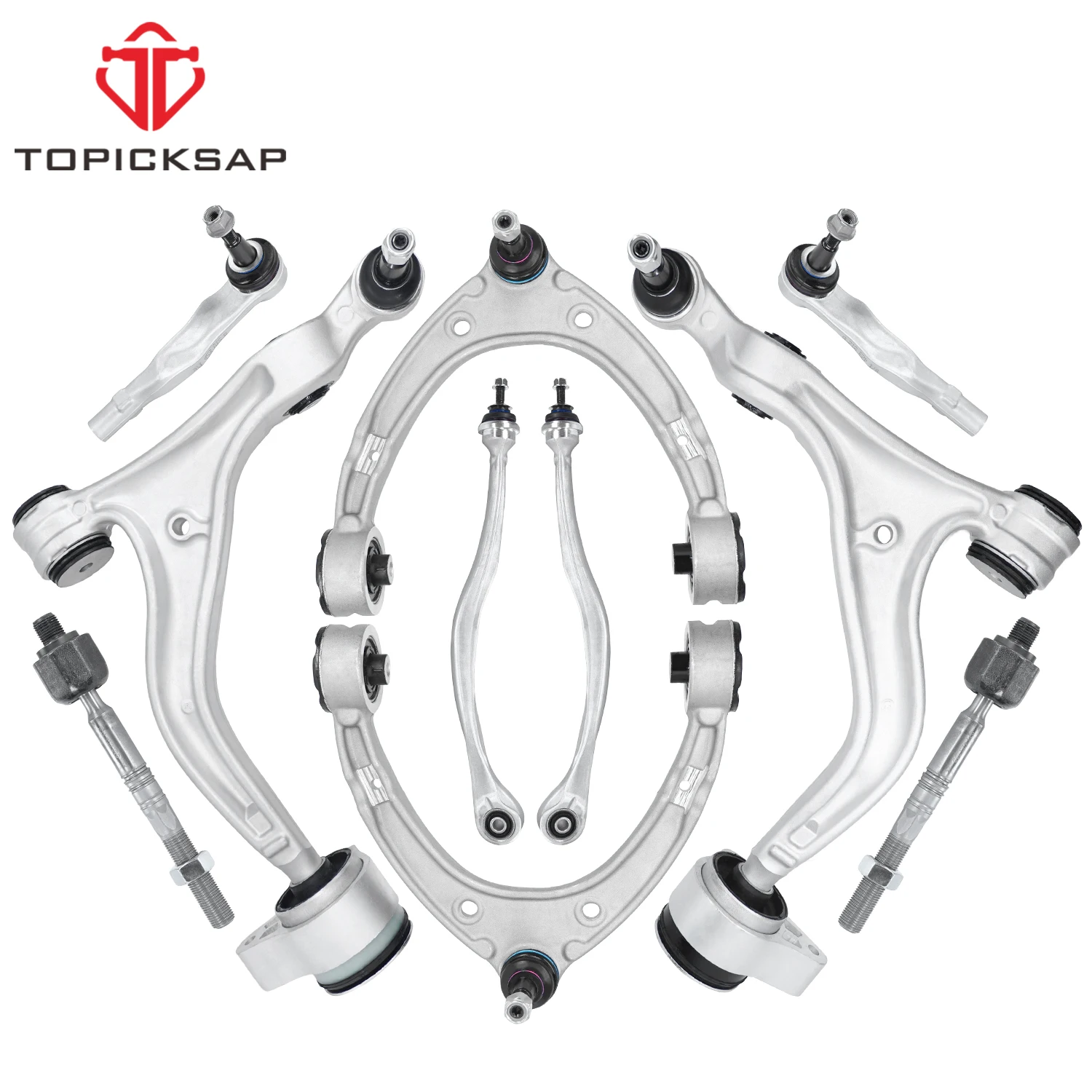 TOPICKSAP 10Pcs Front Control Arm w/Ball Joint  & Tie Rod for Porsche Panamera 2017-2020 971407021B