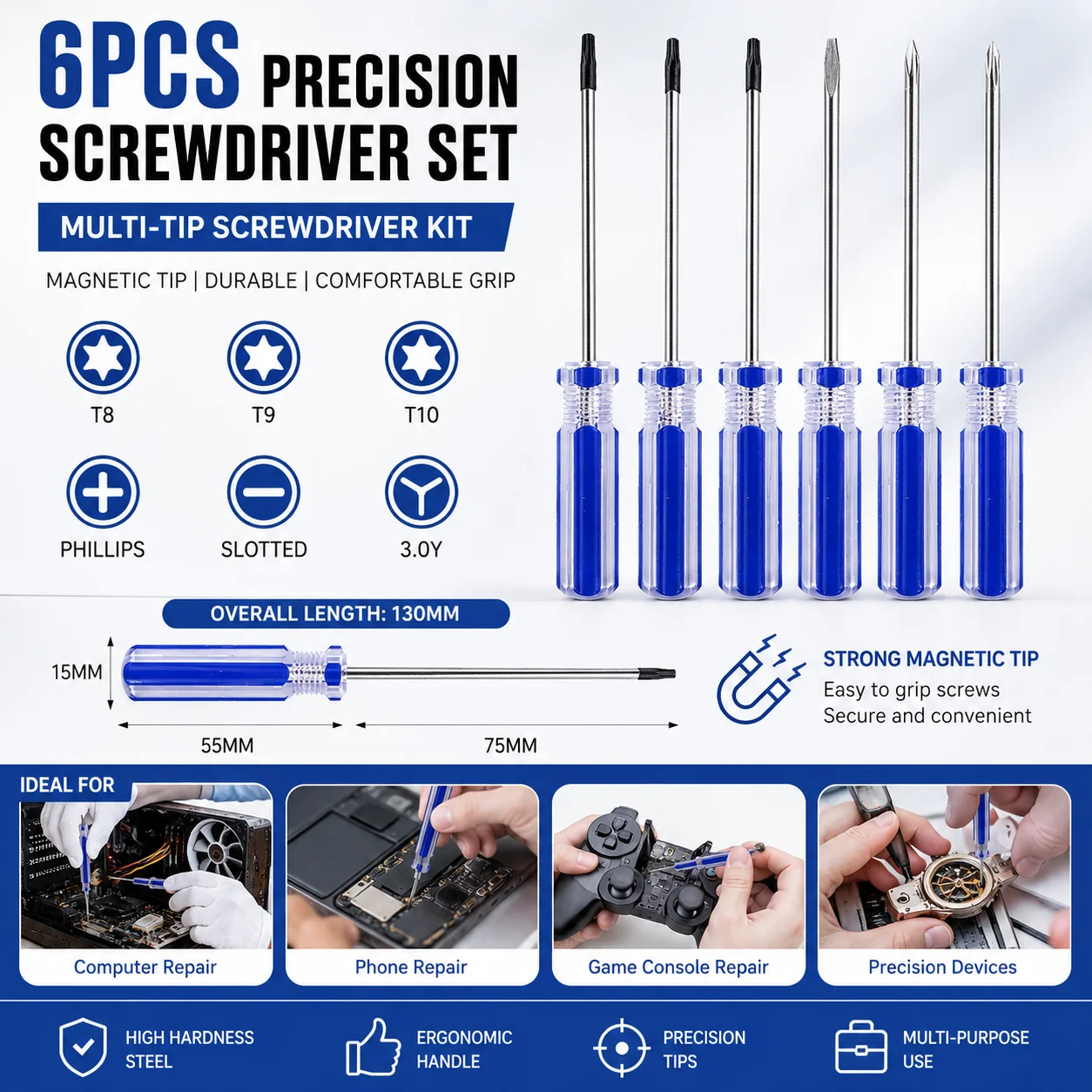 Magnetic Torx Screwdriver Sets Precision T8 T9 T10 Torx Security Repair Tool Kit for Xbox 360 Wireless Controller