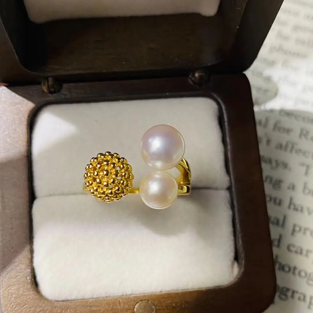 S925 Sterling Silver Adjustable Ring Mount Settings Findings Mountings Accessory Parts Fittings for 6.5-8mm Pearls 5pcs/lot