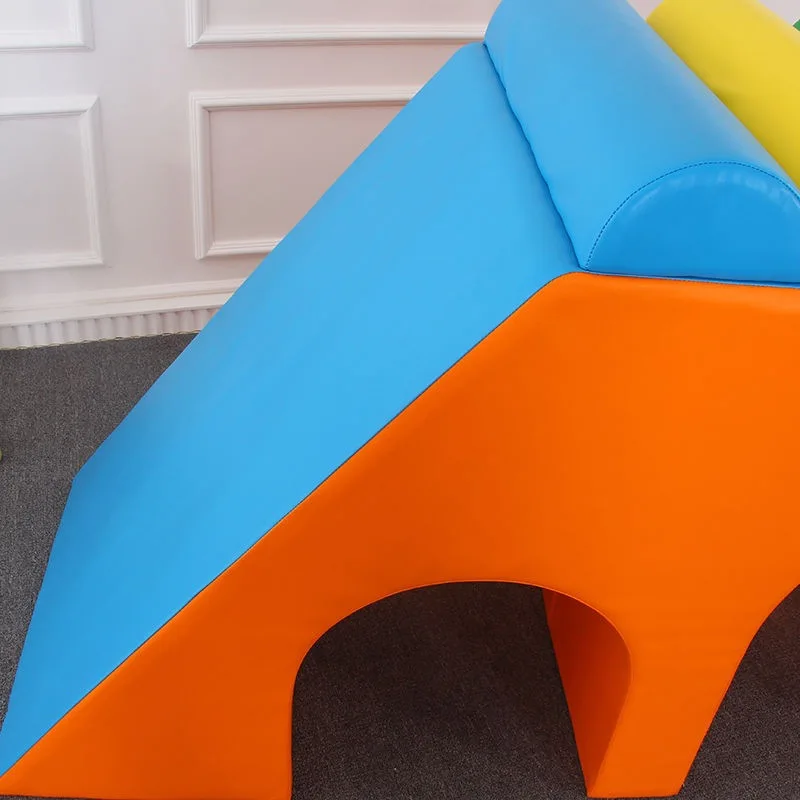 Soft-packed slide teaching aid for climbing physical training with rainbow climbing and sliding combined facilities for home use