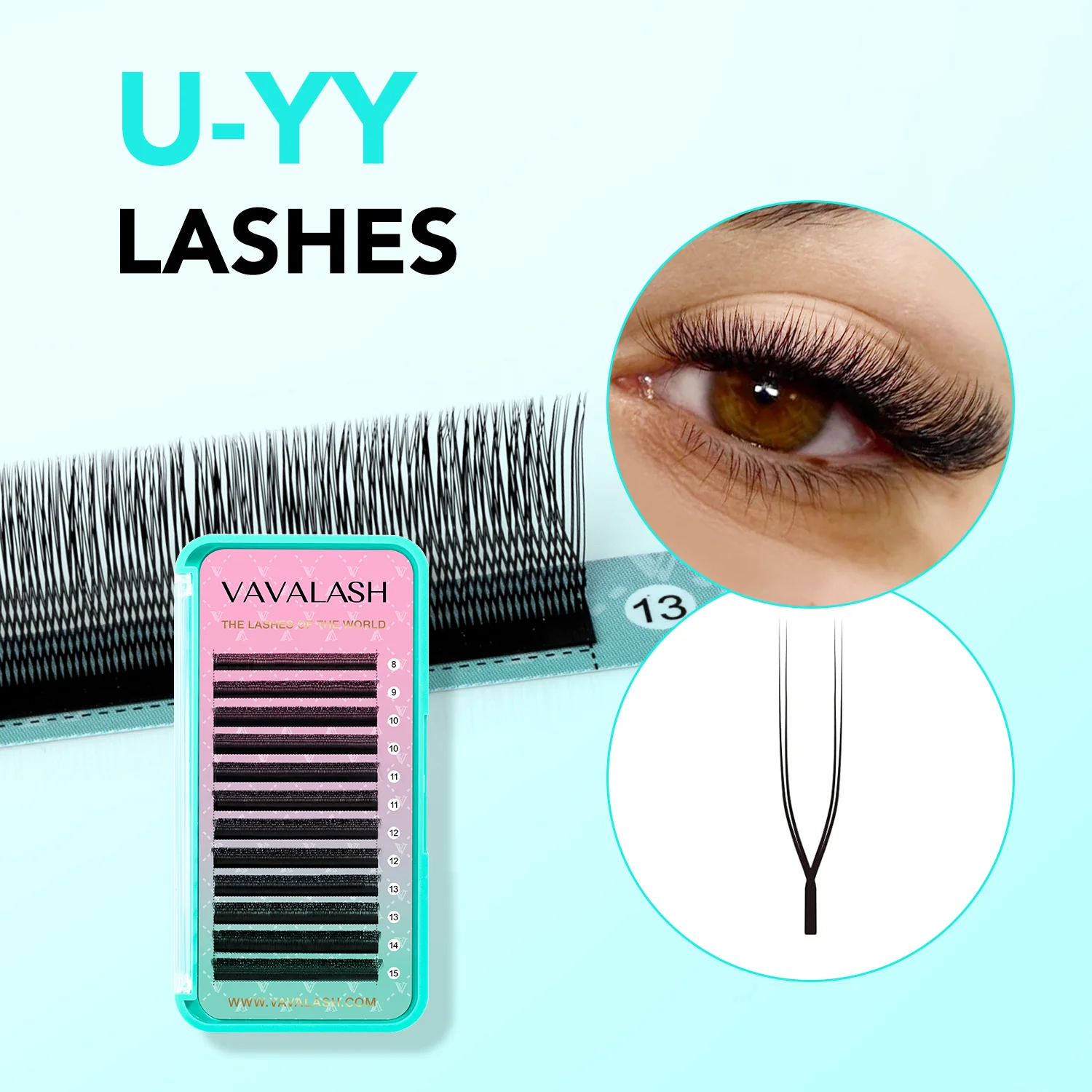 VAVALASH U forme YY cils Premium naturel doux 2D UU cils Premium vison brésilien Cilios Extension de cils outils de maquillage