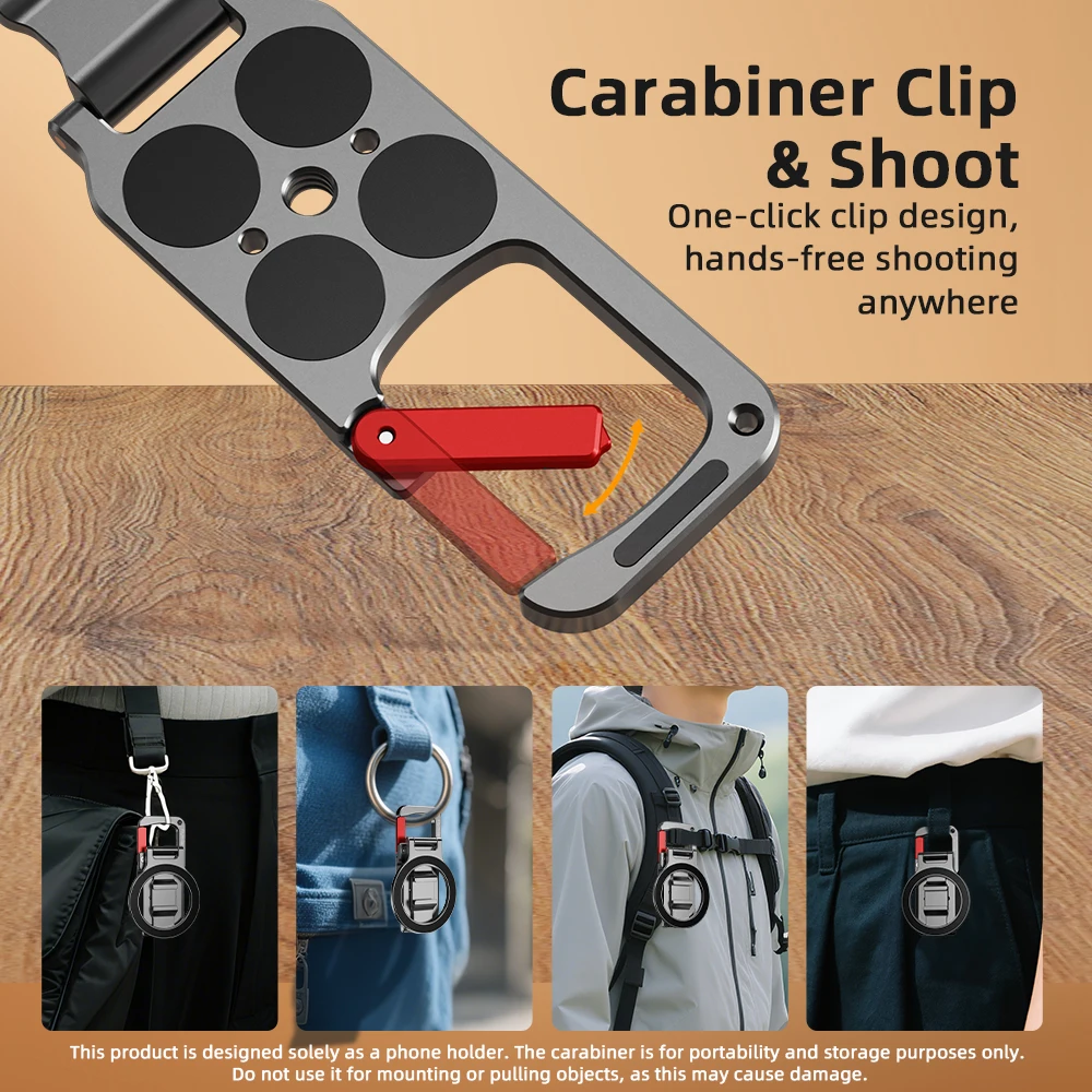 Flymile Magnetic Stand for iPhone 16 15 14 13/Pro/Max,Phone Holder With Carabiner Suitbale For Travel,Phone Accessories