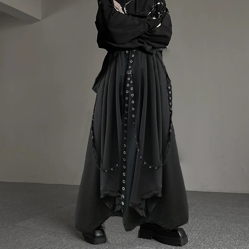 

Yamamoto Style Black Culottes Men's Large Size Irregular Wide Leg Pants Loose