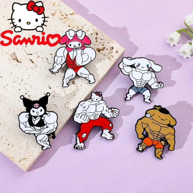 

Sanrio Cartoon Hello Kitty Brooch Anime My Melody Kuromi Cinnamoroll Pompom Purin Brooches Lapel Pins Metal Badge for Men Women