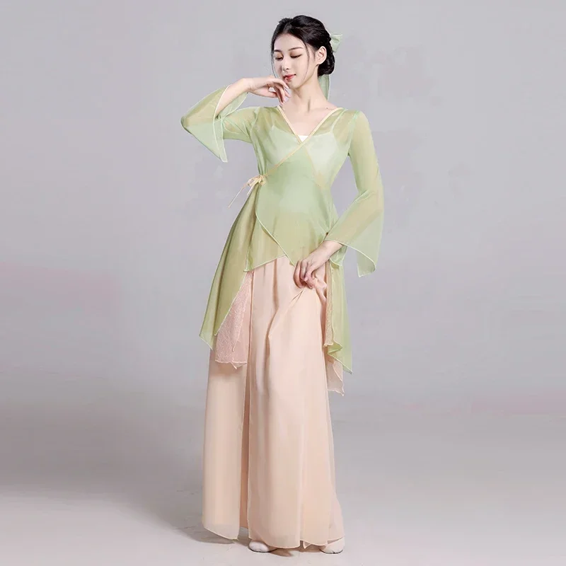 Chinese Stijl Hanfu Klassieke Danskostuums Vrouwelijke Elegante Nationale Yangko Dansvoorstelling Traditionele Fan Danskleding