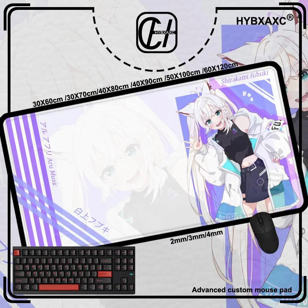 Gaming Mouse Pad Hololive Shirakami Fubuki Custom Home Computer Keyboard Pad Desk Mat Laptop Soft Anti-slip Table Mat Mousepad