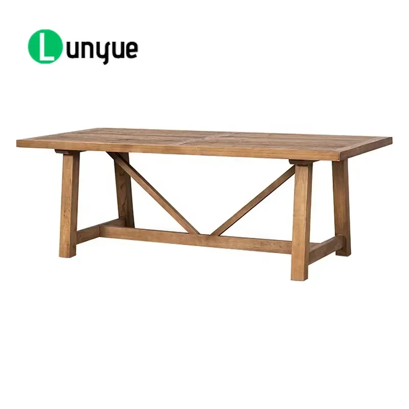 Luxury Recycled Pine Solid Wood Rectangle Dining Table Set For Home Furniture Durable Eco Friendly Modern Style