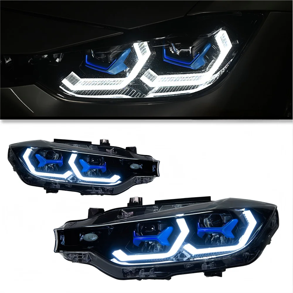 

Для BMW 3 серии F30 F35: Модифицированные синие лазерные фары-«лопатки» с DRL и линзами-проекторами, Plug and Play, автомобильные светодиодные фары