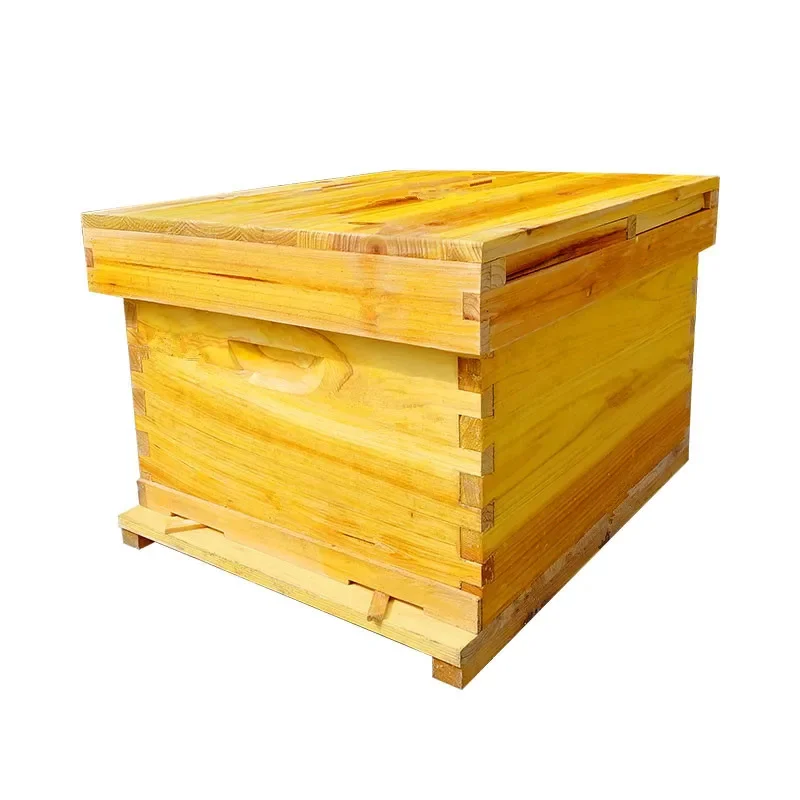 Solid bottom Chinese bee beehive live bottom full set of fir boiled wax beehive Chinese honey beehive