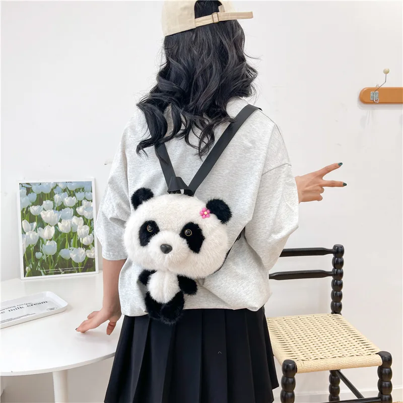 Damska nowa torba Fashion Panda Plush Bag Nice Single Shoulder Crossbody Bag Doll Backpack Cute Cute Cartoon Bag Tote Bag Mujer