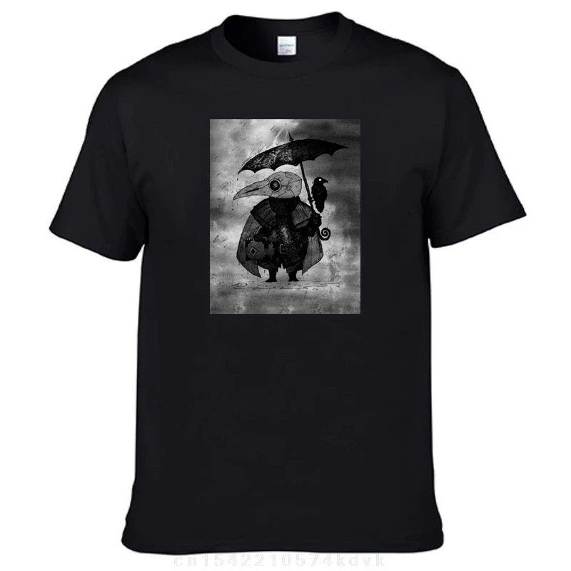 New Plague Doctor & Crow in the Rain T-Shirt T-shirt short t shirt man kawaii clothes Short sleeve tee Men's t-shirt
