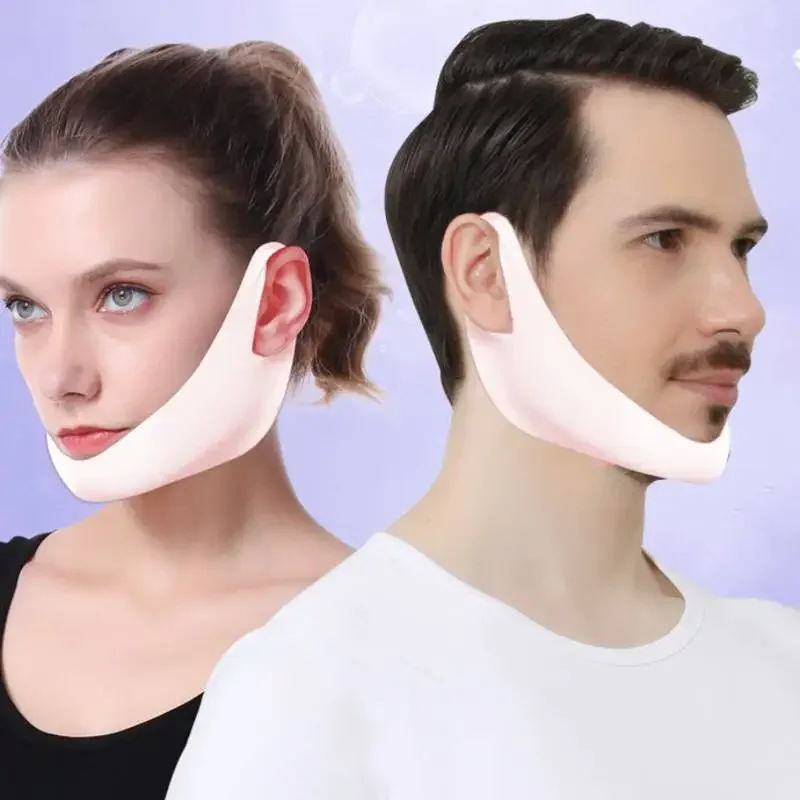 Mascarilla reutilizable con línea en V para hombre y mujer, máscara para esculpir la cara, Correa facial, gancho para la oreja, herramienta reutilizable de doble mentón
