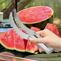 Stainless Steel Watermelon Slicer Cutter Knife with Non-Slip Handle Fruit Slicer Cutter Kitchen Gadgets for Pineapple Cantaloupe