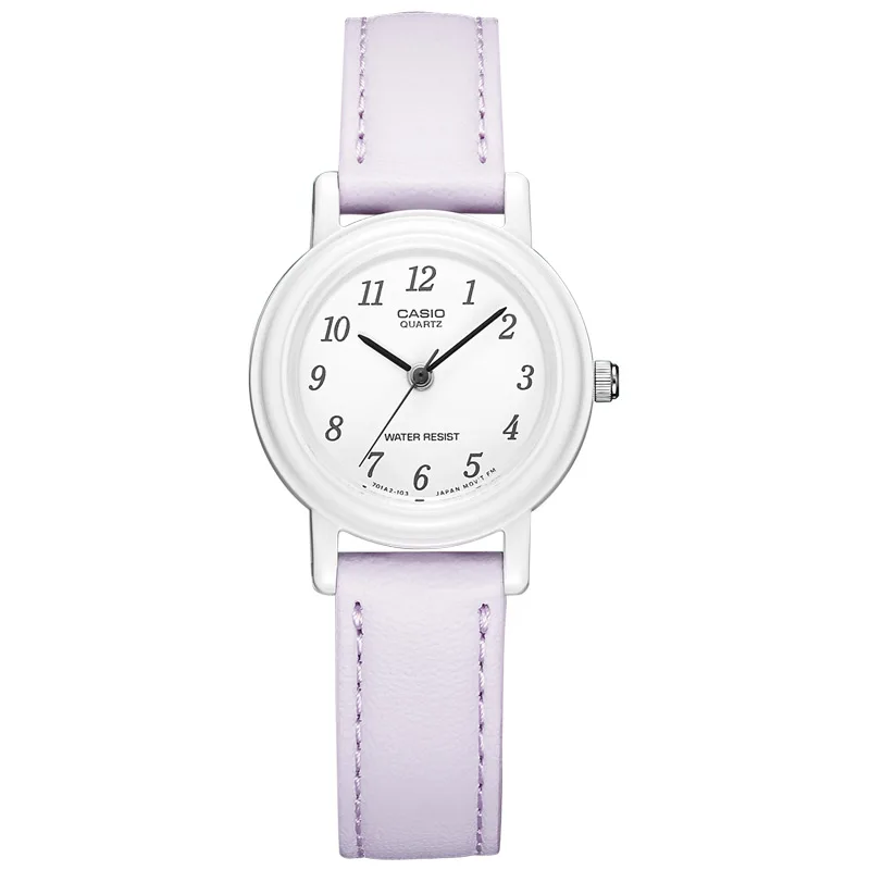 CASIO LQ-139L Quartz Watch for Women, Leather Band, Resin Case, 30M Waterproof, Lightweight Daily Casual Timepiece