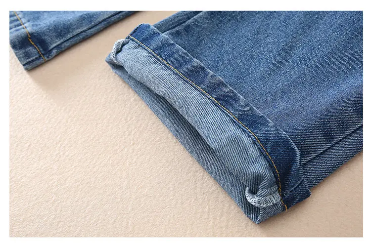 Retro-Isolierte Jeans für Teenager-Mädchen, Herbst-Winter, Lässige Mode, Kinder Weite Gerade Denim-Hosen, Warme Schulhosen für Kinder – Detail 17