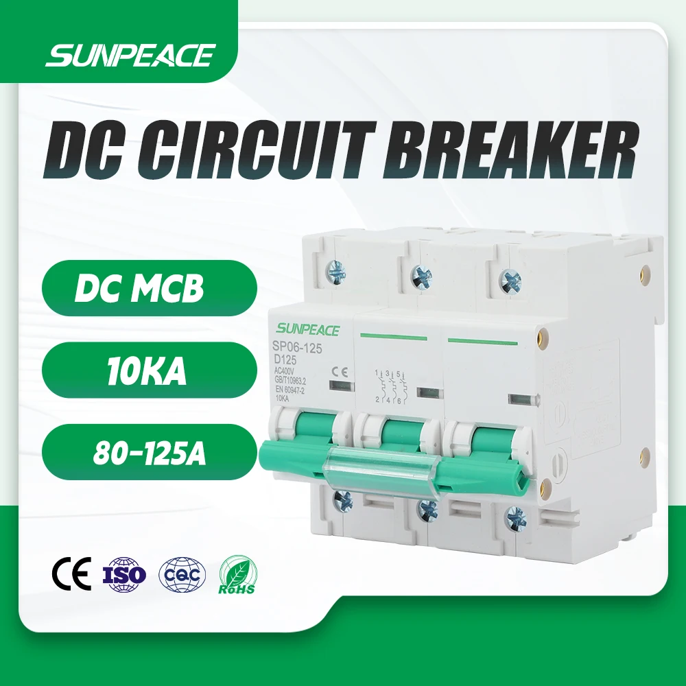 

3P 10KA Dc Mcb 80A 100A 125A Solar Mini Circuit Breaker for PV System