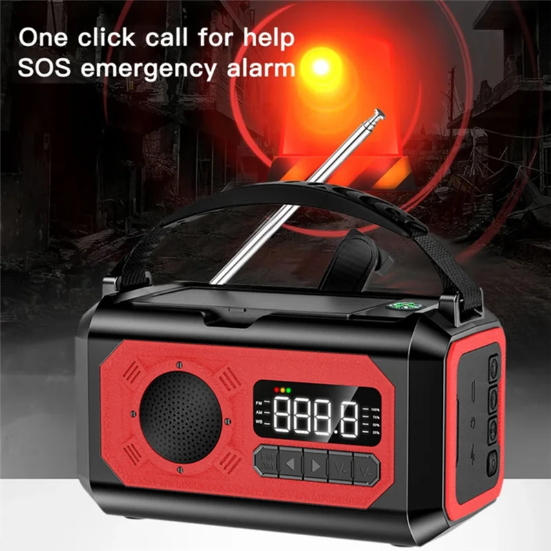 -BOFF المحمولة 12000Mah راديو الطوارئ AM/FM/NOAA راديو الطقس الشمسية كرنك اليد راديو مصباح يدوي SOS إنذار القراءة مصباح