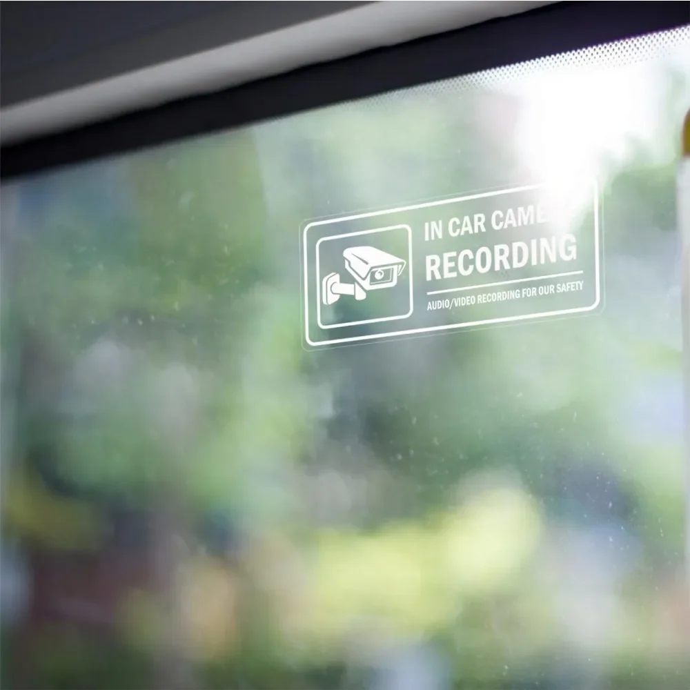 4Pcs Car Camera Recording Warning Vinyl Stickers,Waterproof Removable Decals for Vehicle Window Decor,Holiday Gift