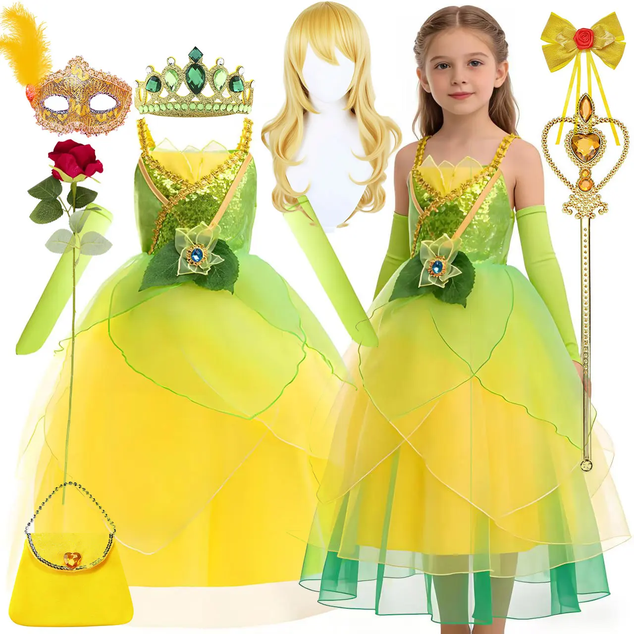 

Карнавальный костюм Disney: нарядная принцесса и лягушка, платье Тианы с рукавами, роскошное платье на бретелях для девочек, костюм для косплея