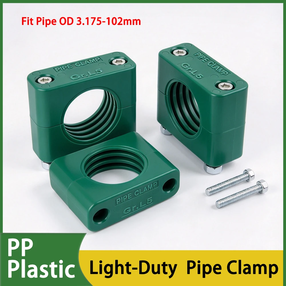 PP Plastic Single Hole Hydraulic Pipe Clamp Standard Bolted Tube Fastener Pipe Holder Plastic Pipe Clip Fit Pipe OD 3.175-102mm