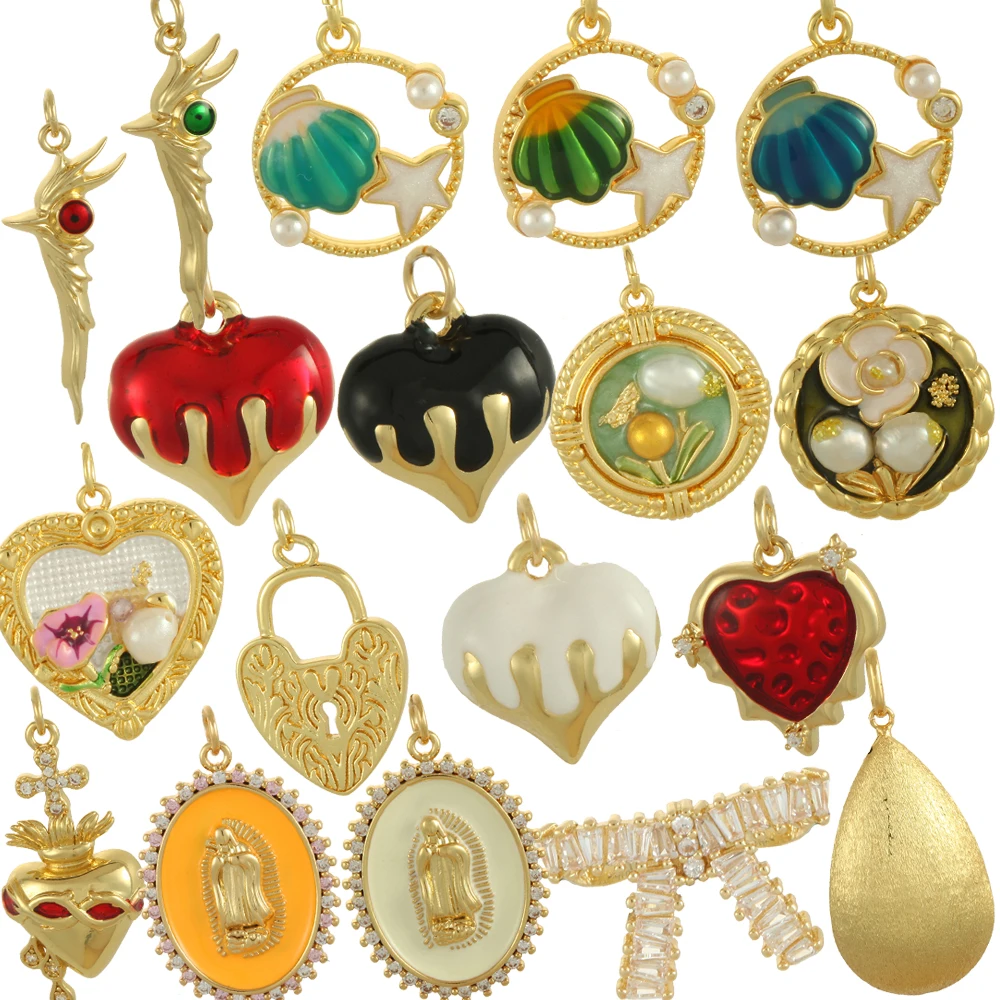 Modische Persönlichkeit Herz Form Charms Für Schmuck Machen Liefert Gold Farbe Dijes Diy Schlüsselbund Ohrring Halskette Armband