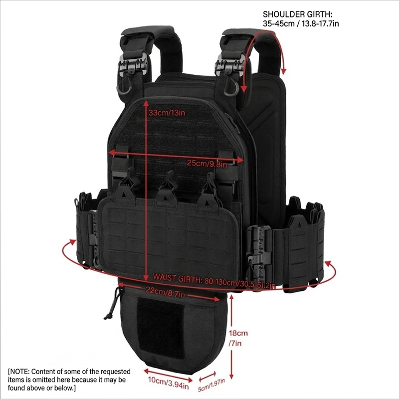 

New combat vest 6094 quick detachable light laser cut tactical vest black gear to carry airsoft carrier combat equipment