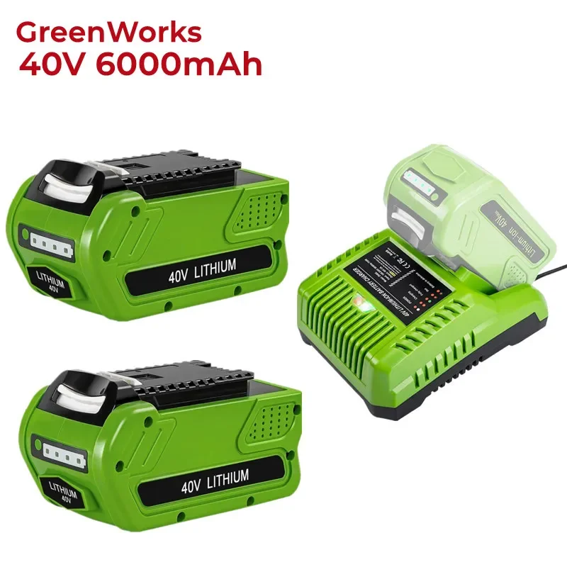 6.0 Ah 40V 29472 Lithium Battery Replacement for GreenWorks 40V G-MAX Li-Ion Battery 29462 290319 Power Tools 24282 24252 21332