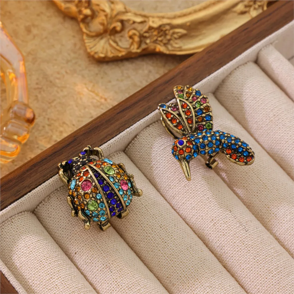 أقراط KEQIU Qingdao VINTAGE على شكل حشرة: سلسلة عصرية ورائعة وحيوية ولطيفة #3