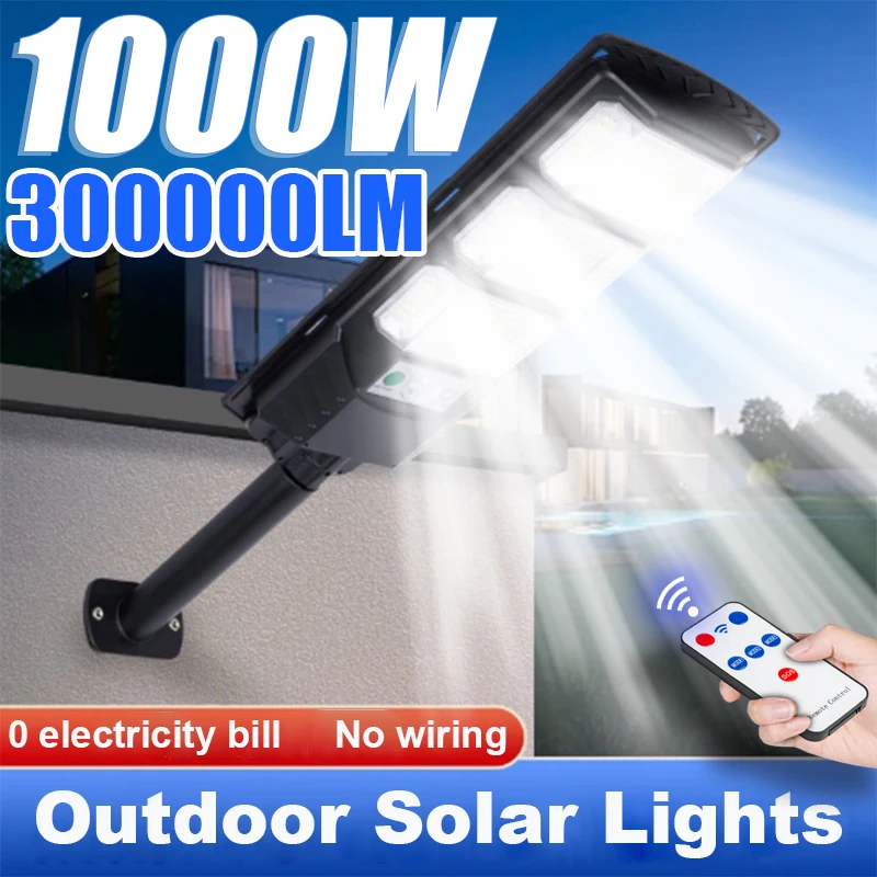 1000W 300000LM Solar Light For Outdoor Solar Lamp Sunlight Motion Sensor Lights Remote Control Waterproof Street Wall Yard Lamp