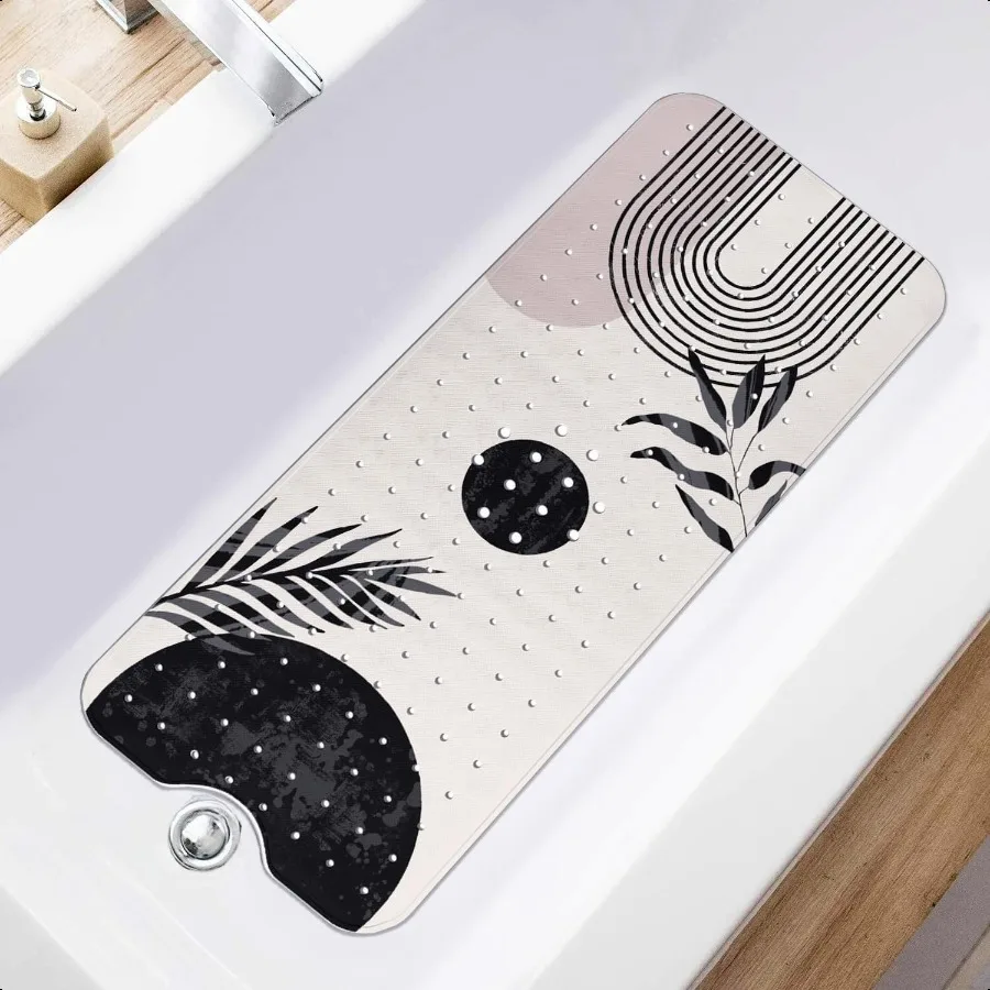 

Коврик для ванной в стиле бохо, нескользящий коврик для ванной для взрослых и детей, моющийся длинный коврик для ванны и душа со сливными отверстиями на присоске