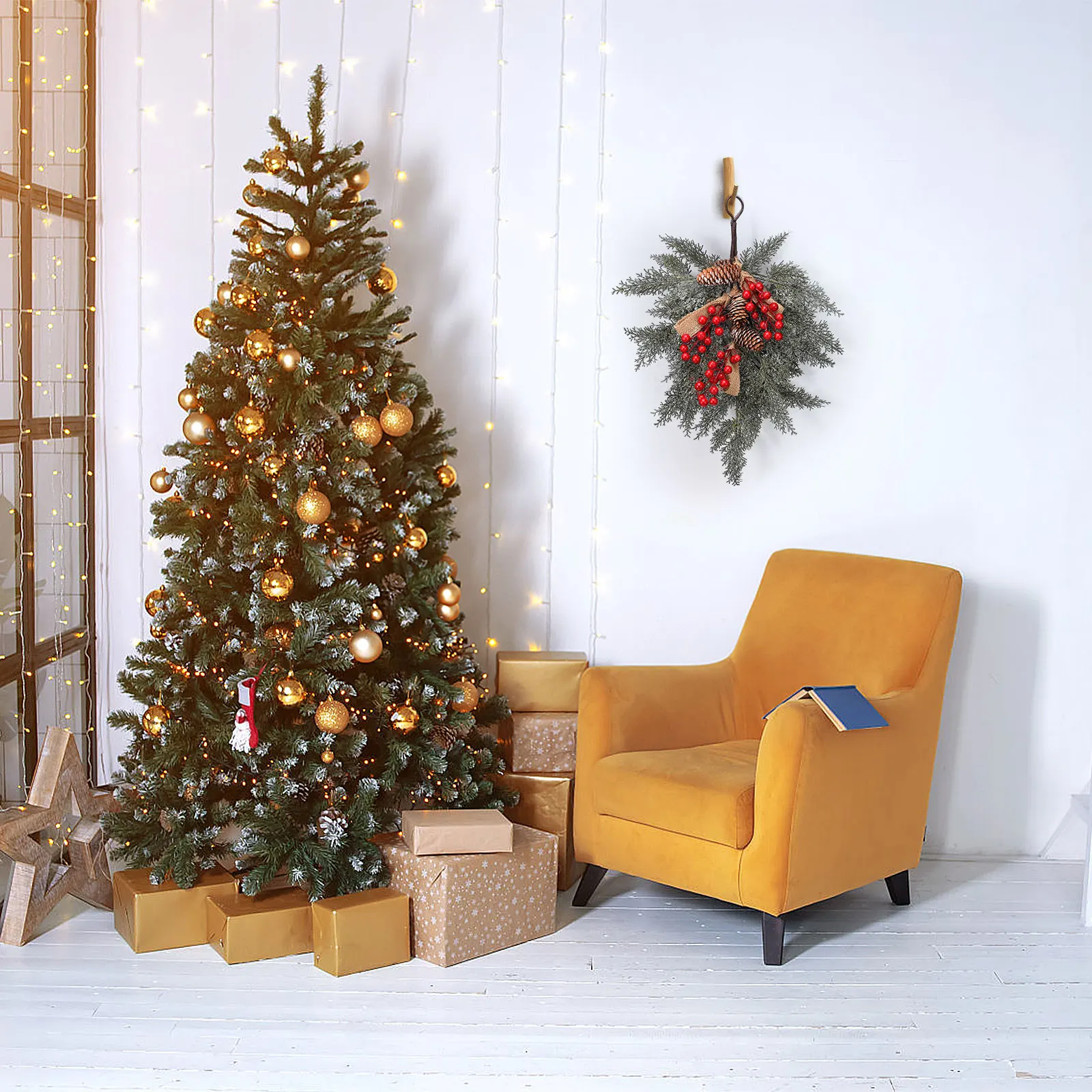 الصنوبر الاصطناعي عيد الميلاد كرمة النباتات الجدار الشنق وهمية يختار الأغصان شجرة عيد الميلاد معلقة 2026 السنة الجديدة زخرفة نافيدا ديكور #5