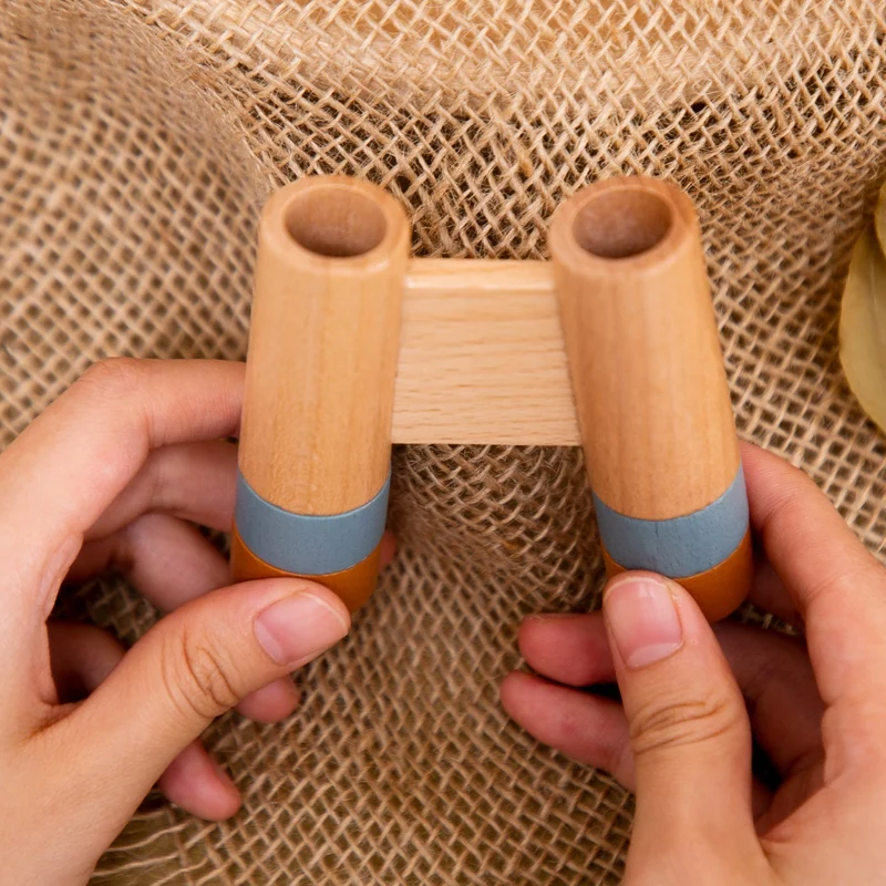 Baby Holz Montessori Outdoor-Abenteuers pielzeug Holz kamera Lupe Teleskop Kompass Spielzeug kognitive pädagogische Puzzlespiel