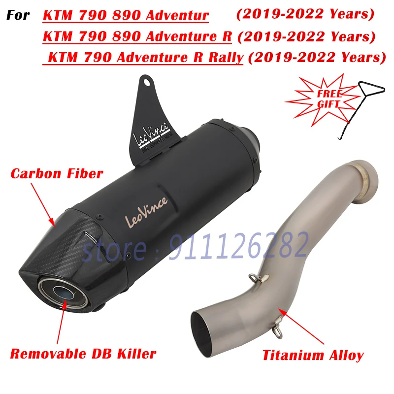 For KTM 790 890 ADVENTURE R Rally 2019 - 2022 Motorcycle Exhaust Escape Modify Carbon Fiber Muffler With Titanium Alloy Mid Pipe