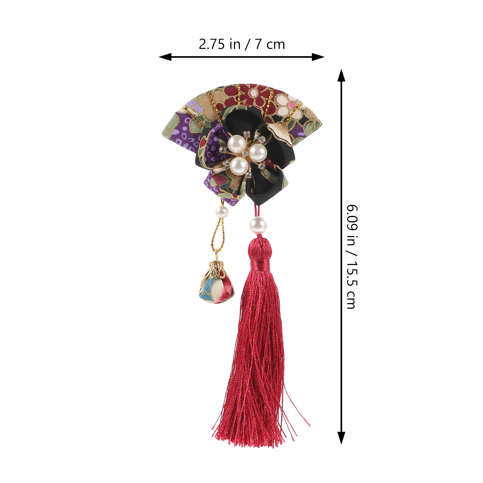 

Japanese Fan Clip Tassel Decorative Barrette Traditional Asian Women Girls Hair Ornament Wedding Festival Accessories Flower