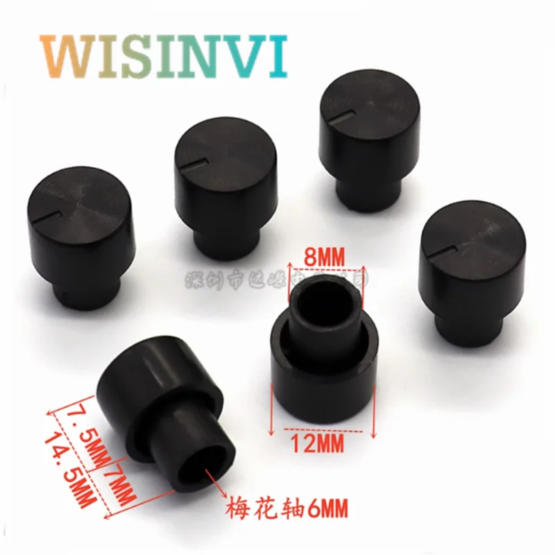 플라스틱 긴 손잡이 플라워 샤프트 손잡이 직경 12mm 높이 14.5mm 전위차계 손잡이, 기어 모양 내부 구멍 6mm, 12*14.5mm, 10 개