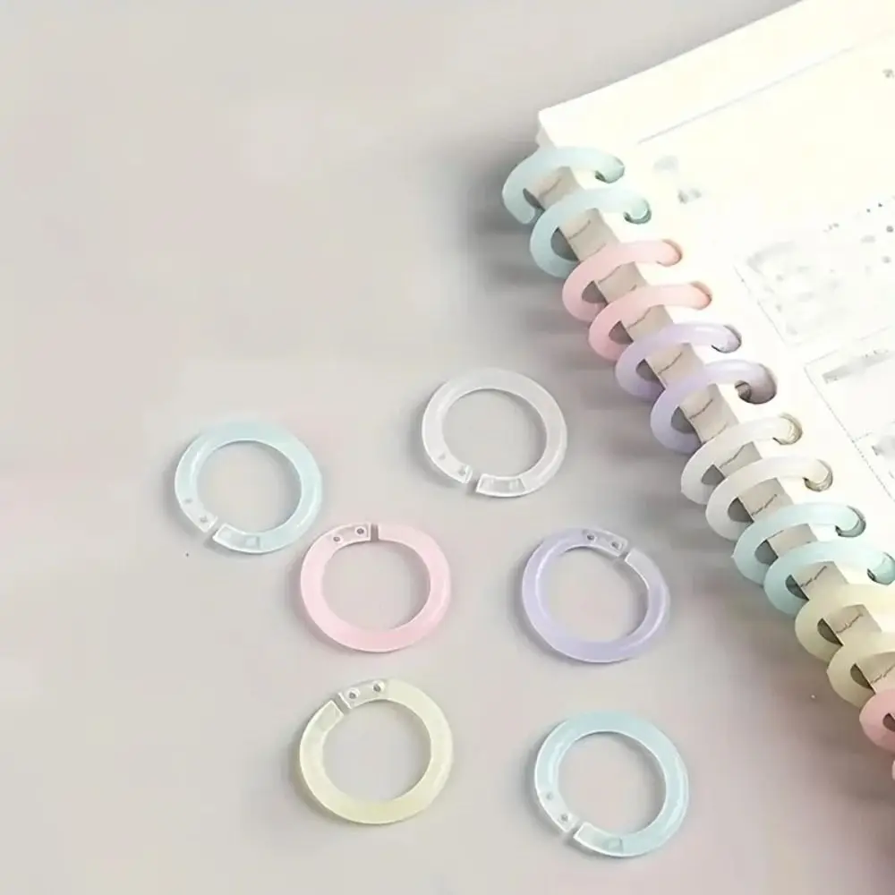 

20pcs/box Transparent Colorful Loose Leaf Rings Easy Open Close Sturdy Plastic Plastic Binding Coils Reusable Durable Plastic
